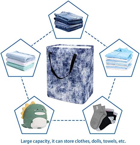 Aquarela azul branca de tecido prensado lavanderia dobrável cesto de lavanderia de 60l cestas de roupa à prova d'água