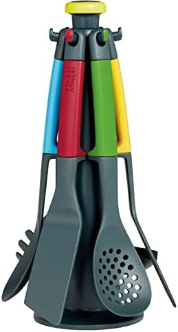 Casdon Joseph Joseph Elevate | Utensílio de cozinha colorido Conjunto para crianças de 3 anos de idade | Vem com o suporte de armazenamento rotativo!