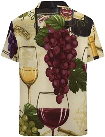 Garrafa de vinho de weedkeycat e uva camisas de bolso de manga curta masculinas