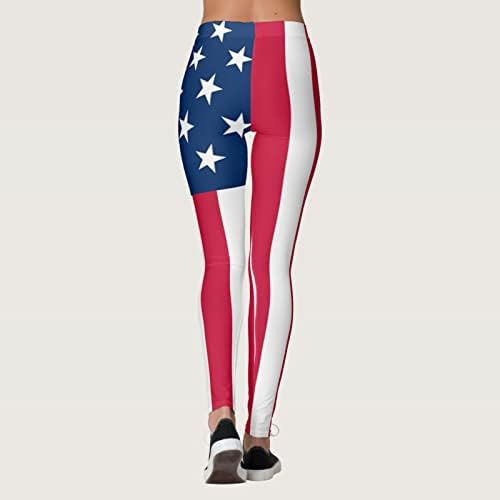 Aldeias de cintura alta para mulheres EUA 4 de julho Não Seja através da barriga atlética Control EUA bandeira Leggings plus