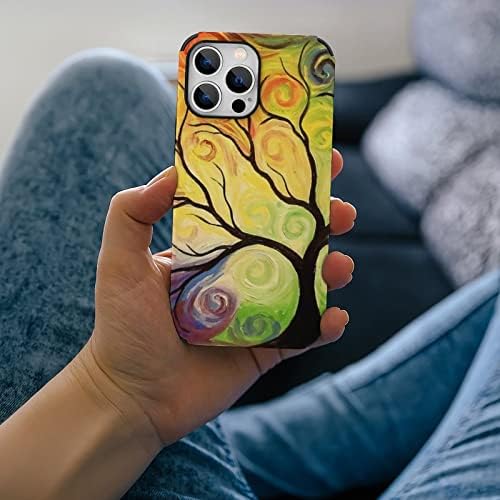 Colorido Rainbow Tree of Life Anti-arranhão capa de telefone compatível com iPhone 13 Pro Max Protective Shell Trendy Design
