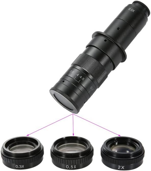 Equipamento de microscópio de laboratório Lens de microscópio de vídeo industrial 120x 180x 300x Linhagem 0,3x 0,5x 2x Acessórios