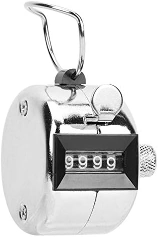 Wal Front Handheld Counter, número mecânico de 4 dígitos Clique em contador de alumínio prateado com anel de dedo
