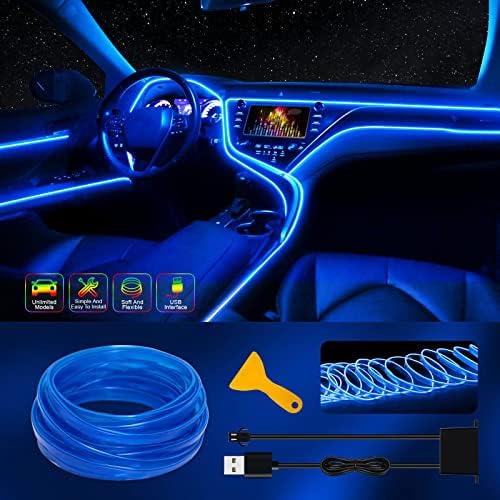 Luz de tira interior de carro de arame USB El LED, luzes de fio de neon com arame eletroluminescente de 6 mm de costura-10