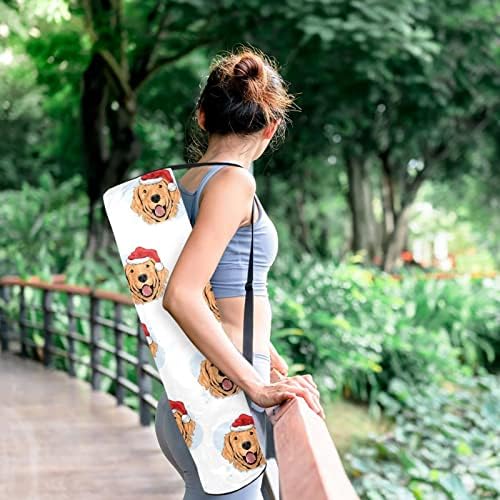 Christmas Dog Claus Animal Yoga Mat Bags Full-Zip Yoga Carry Bag for Mulher Men, Exercício de ioga transportadora de tapa com cinta ajustável