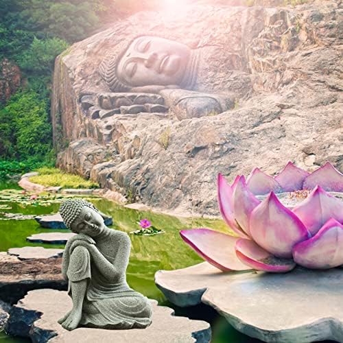 Yuefudu meditando o arenito Buda Buda Tank Decoração de peixes Acessórios para tanques de tanques decoração de jardim, simulação