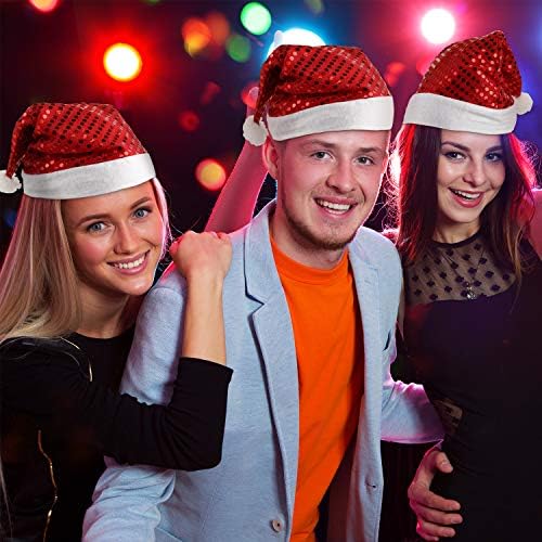 Cetinior 4 peças de Natal chapéus de Natal chapéu de lantejoula vermelha de natal para homens para homens adultos