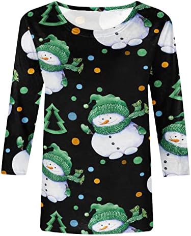 Camisas de Natal para mulheres T-shirt gráfico de árvore de Natal Plus Size Size Loue Fit Sleeve Tunic Tops para usar com