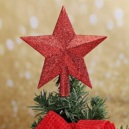 Dzrige 5,9 Glitter Christmas Tree Topper Star, Red Glittered Mini Star Tree Topper - Holiday Xmas Tree Home Shop Mall Decorações