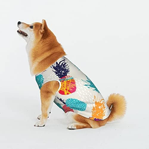 Camisas de animais de estimação de algodão Retro-Summer-Pineapple-Fruit Fantas