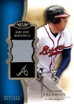 2012 Topps Tier One Relics TSR -FF Freddie Freeman Game Wast Braves Jersey Baseball Card - apenas 399 Made!