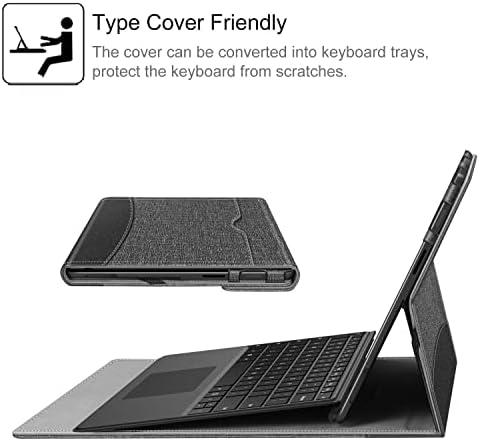 Case Fintie para Microsoft Surface Pro X - Múltiplos ângulos de visualização do portfólio Cobertura comercial com bolso para 13 polegadas Novo Surface Pro X, compatível com teclado de tampa de tipo, cinza