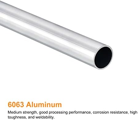 UXCELL 6063 Tubo redondo de alumínio de 16 mm de 14 mm de tubulação de tubo de comprimento interno de 250 mm de comprimento