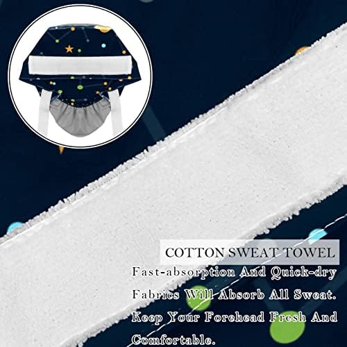 Planeta espacial Deyya Cap com Button & Sweatband, 2 pacotes de Cirurgia Cirúrgica Reutilizável Chapéus de Ponytail, Multi Color