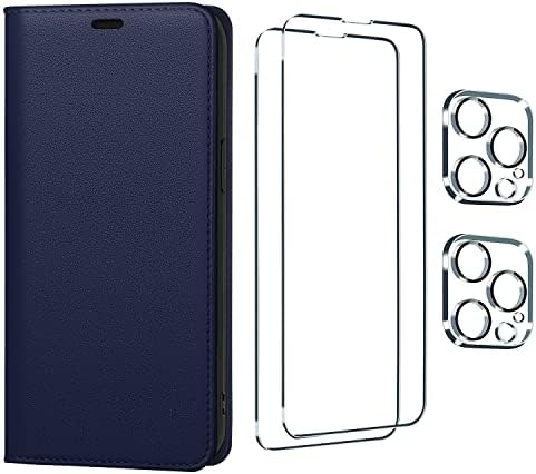 UTOOK Compatível com a carteira do iPhone 14 Pro Max Case, Casos de telefone celular magnéticos de couro genuíno com cartão de
