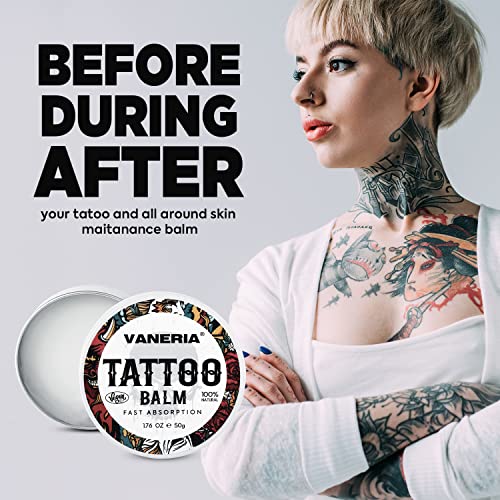 Vaneria Tattoo Balm & Tattoo Loção, tatuagens nos estágios iniciais, médios e tardios, a loção de tatuagem acalma