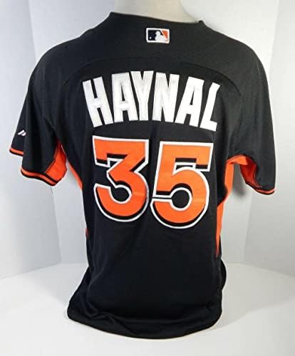 Miami Marlins Brad Haynal 35 Game usado Black Spring Training BP Jersey - Jogo usou camisas MLB