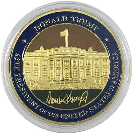 5 Pacote Donald Trump Coin banhado a ouro, selo do Presidente Desafio Coins, presente comemorativo com estojo e suporte