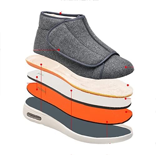 Sapatos diabéticos para homens - sapatos de joanete leves com edema de pelúcia quente e confortável, sapatos de casa inchada