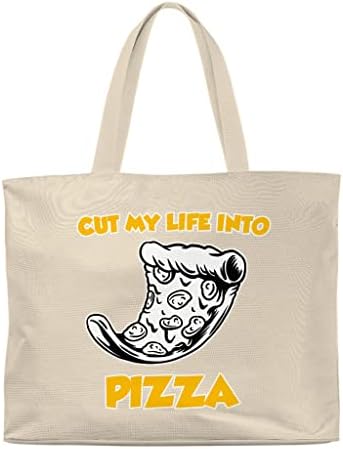 Corte minha vida na sacola de pizza - bolsa de compras engraçada - bolsa de pizza