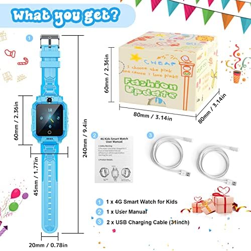 LiveGo 4G Kids Smart Watch With SIM Card, Telefone Smartwatch Smartwatch, impermeável elevável, com rastreador GPS rotativo