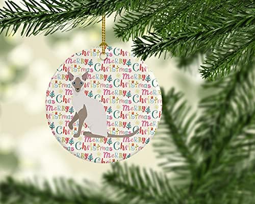 Tesouros de Caroline WDK2449CO1 Ornamento de cerâmica de Natal de Cat Siamese, decorações de árvores de Natal, ornamento pendurado para Natal, feriado, festa, presente, presente,