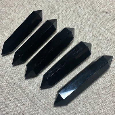 1pcs 9-10 cm de cristal de obsidiana de fluorita natural, coluna Cura de cura hexagonal Decoração de decoração Ornamento, tratamento