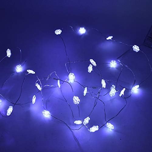 Homeford Snowflake Battery Operou Fairy String Lights, White Cool, 10 pés, 30 LED