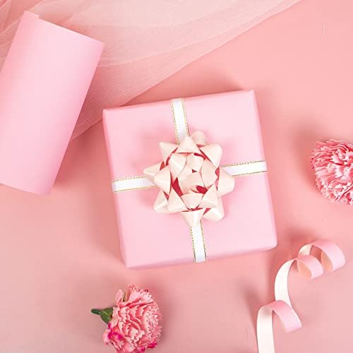 Rolo de papel de embrulho rosa wrapaholic - Mini Roll - 17 polegadas x 16,5 pés - papel de cor sólida para aniversário, feriado, casamento, chá de bebê