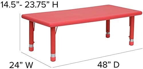 Flash Móveis Altura da Tabela de Atividade Plástica Retangular Ajuste Red, 24 x 48