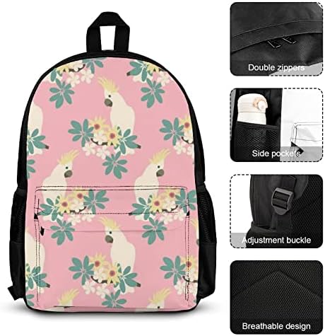 Belo padrão Cockatiel Backpack Bag Box e Lápis Case 3 Peças para meninos Meninas Meninas Menino Viagem da escola