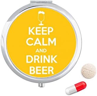 Citação Mantenha a calma e beba cerveja Caneta amarela de pílula Pocket Medicine Storage Box Recipler Dispensador
