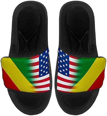 Sandálias/slides de slides e slides expressos para homens, mulheres e juventude - Bandeira do Congo - bandeira do Congo