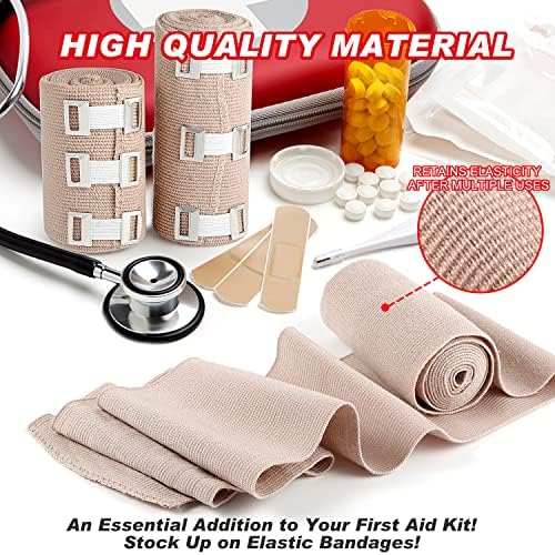 Fresinider Elastic Bandage Wrap 4 Pack + 24 clipes | A bandagem de compressão de alongamento se estende até 15 pés