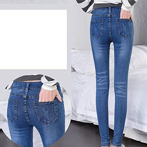 Jeans de lápis magros altos para mulheres casuais fit butt lençando calças jeans lavadas jeans calças jeans