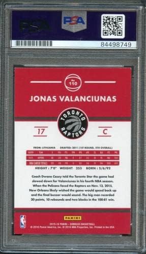 2015-16 Donruss Basketball 110 Jonas Valanciunas Assinou Card Auto PSA Slabbed T - Basketball Slabbed Cartões de Rookie