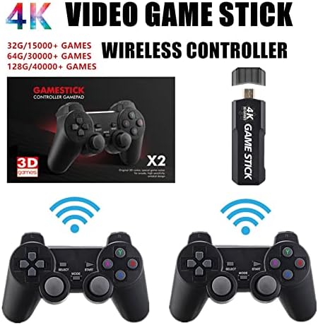 Presente Console de videogame Double Wireless Controller Game Stick 2022 Novo console de jogo retrô 4K HD 128G 40000 jogos 2.4g para PSP PS1 GBA Games Games Games