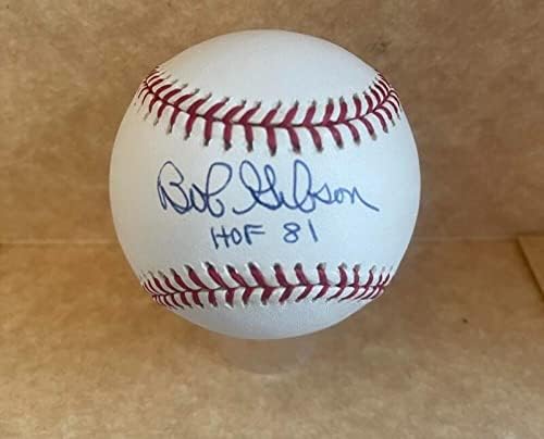 Bob Gibson Cardinals Hof 81 assinado vintage n.l. Baseball JSA AH46919