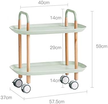 Prateleiras flutuantes do GLJ LJJL Mobile Carrinho, rack de madeira de carrinho duplo multifuncional para quartos para quarto de cozinha