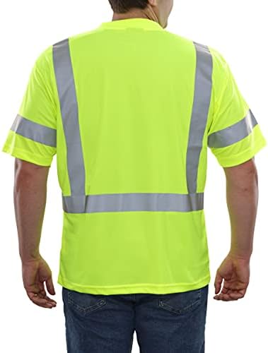 Aparelo reflexivo Hi Vis Camisa de bolso de segurança de manga curta - Ansi Classe 3 Compatiante, cobertura reflexiva de 360 ​​°