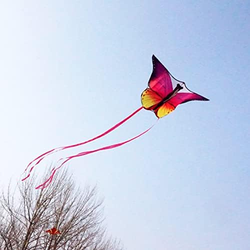 Kaidenic 2 Pack Kites Rosa Butterfly e Mermaid Kite com caudas longas fáceis de voar com linhas de vôo