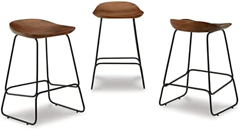 Design de assinatura de Ashley Wilinruck Stool, 17 W x 15 D x 27 H, Brown & Black