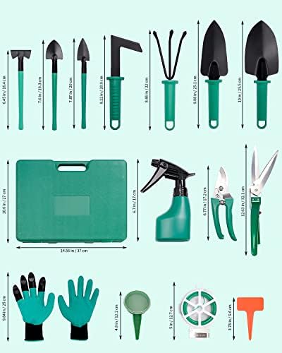 Conjunto de ferramentas de jardim de Kolvoii, ferramentas de jardinagem de 45pcs com estojo de transporte, ferramentas manuais de jardinagem ergonômica não deslizantes para serviço pesado, incluindo tesoura de aranha
