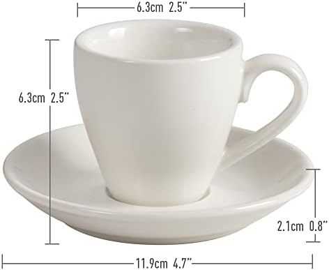 copo de café expresso de porcelana Inegg com pires, copo de tiro de café expresso, copo de demitosse, 80 ml/2,7 onças,