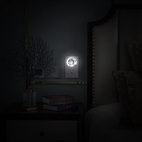 Soft White LED Plug in Sleep Sleep Nightlight Ideal for Bursery Hallway Kids Room Kitchen 2 Pack Dusk to Dawn Sensor Funny Unicorn