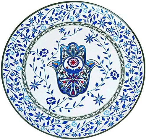 Aviv Judaica Artística Pasovers Seder Plate 12,5 Porcelana com 6 mini pratos/pratos correspondentes para alimentos sedistas