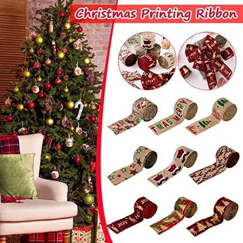 1Roll Christmas Decor Color Papai Noel Printing Ribbon Christmas Christmas Ribbon G3V7 Novos suprimentos decoração do ano