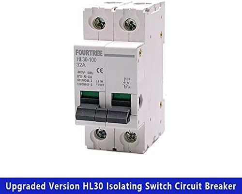 Werevu 1PCS Switch principal HL30 Isolador do disjuntor Função doméstica Desconector Isolador 2P 32A 63A 100A