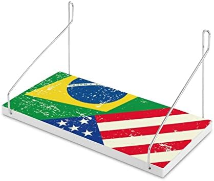 American e Brasil Bandeira Montada de Madeira Montada de Madeira Prateleiras de parede de parede prateleiras para o banheiro