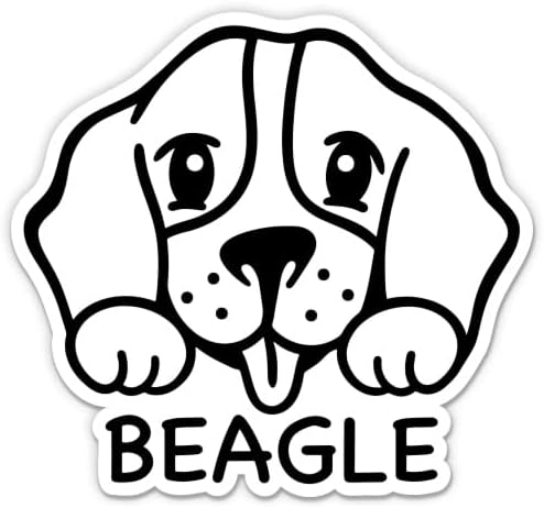 Adesivo de beagle - adesivo de laptop de 5 - vinil impermeável para carro, telefone, garrafa de água - beagle
